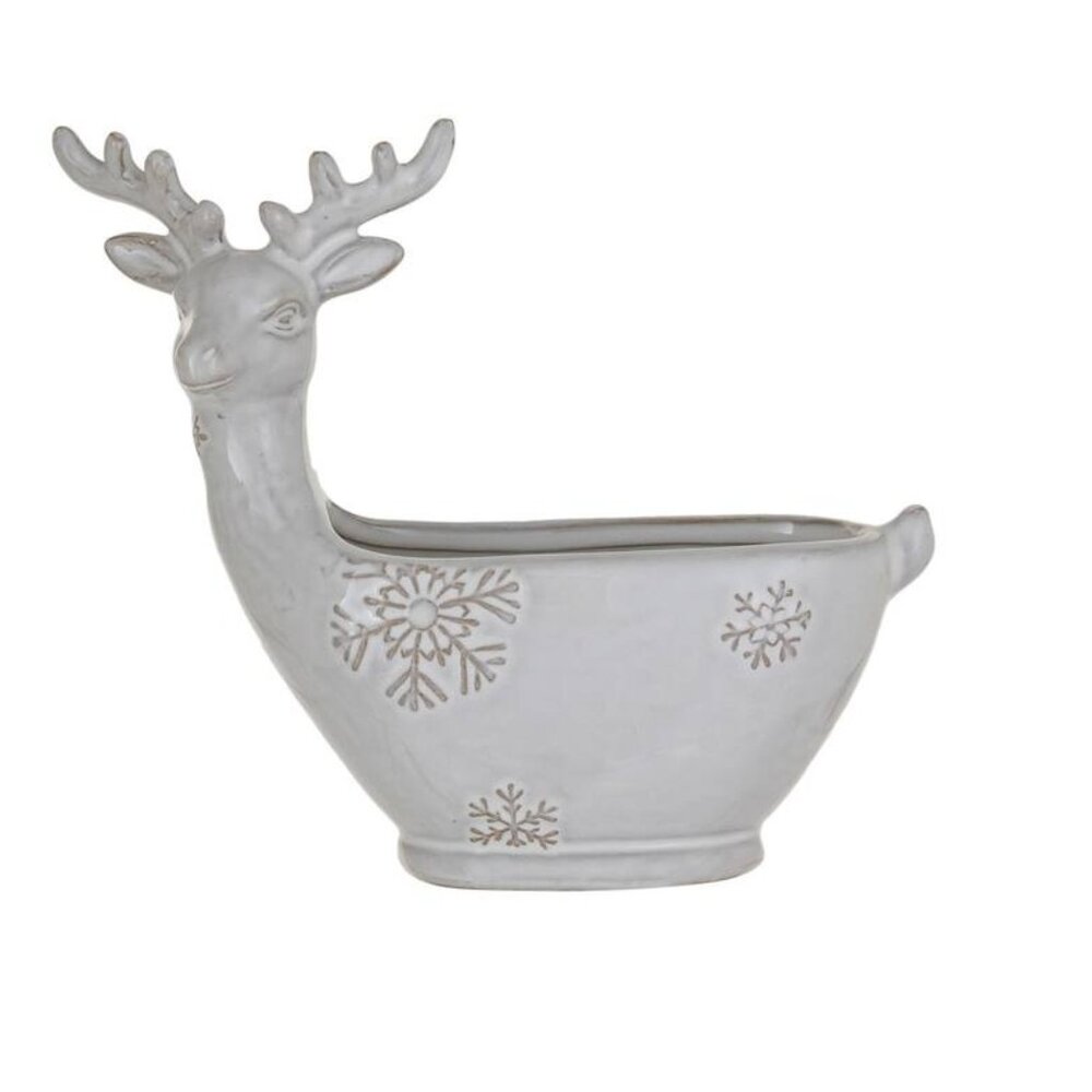 Creative Co-Op 5.5" White Stoneware Deer Shaped Bowl/NWT